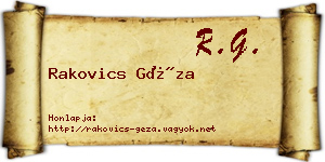 Rakovics Géza névjegykártya