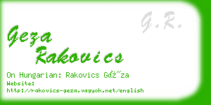 geza rakovics business card